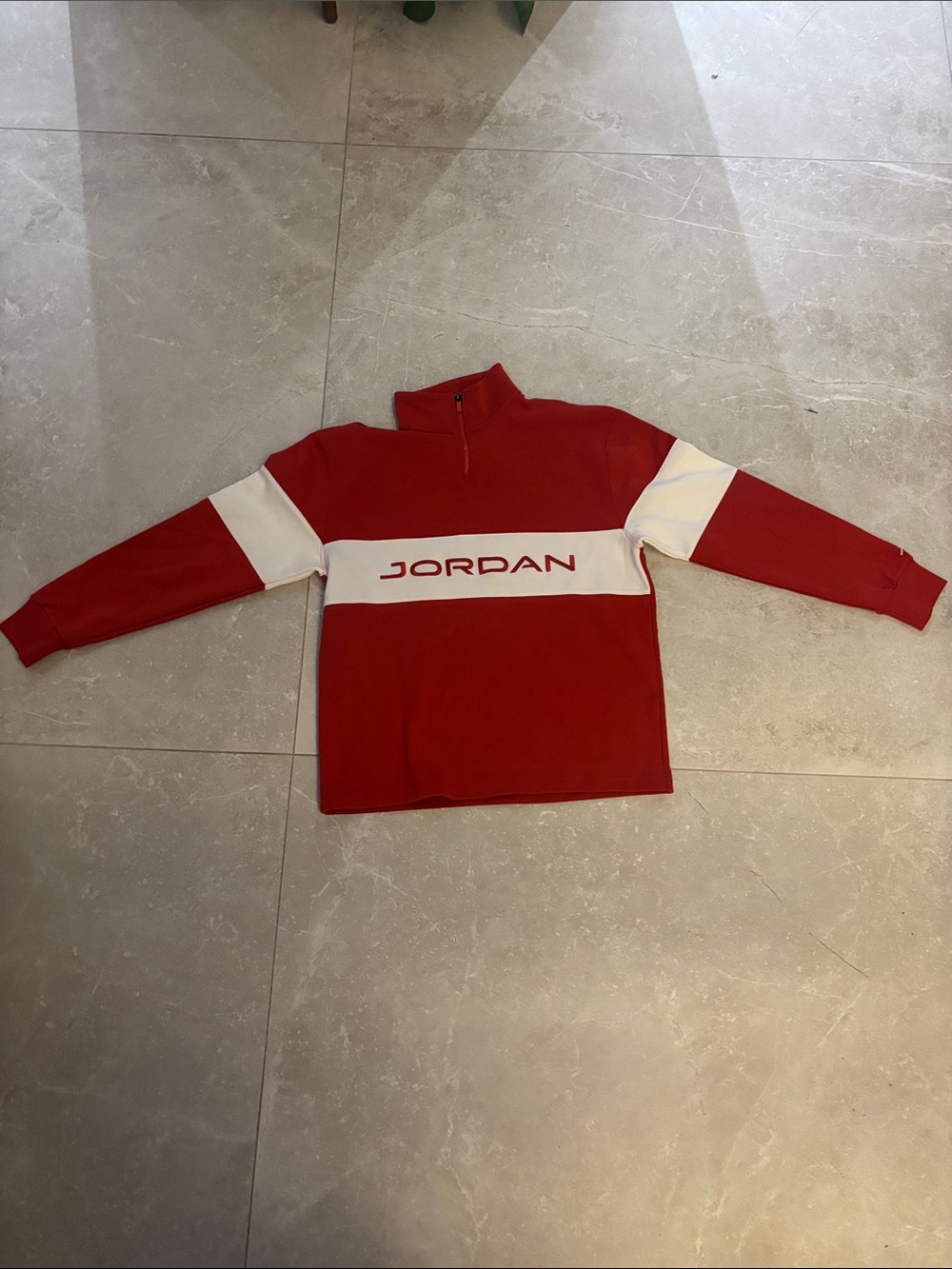 Jordan Red Half-Zip Pullover with White Chest Stripe